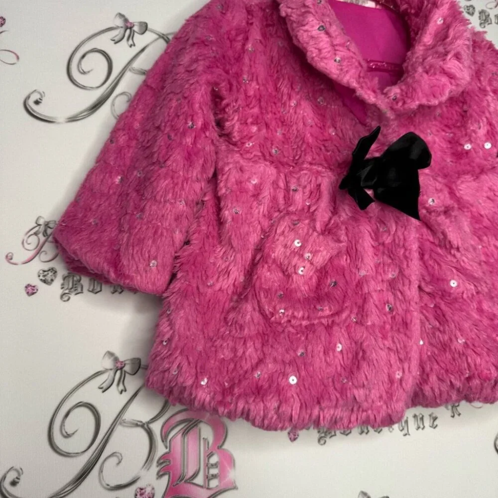 Little lass coat jacket 18months baby kid winter parka cute sparkly sequins bow